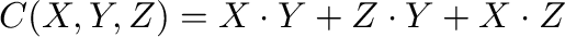 $C(X,Y,Z) = X\cdot Y + Z\cdot Y + X\cdot Z$